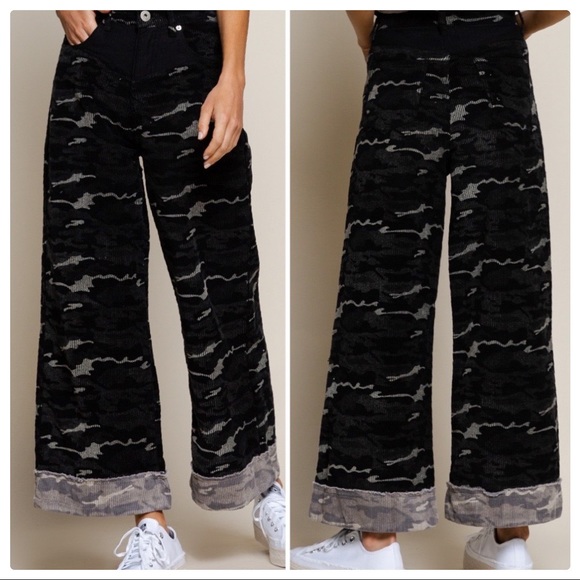 POL Camo Black Wide Leg Cords - Picture 5 of 15